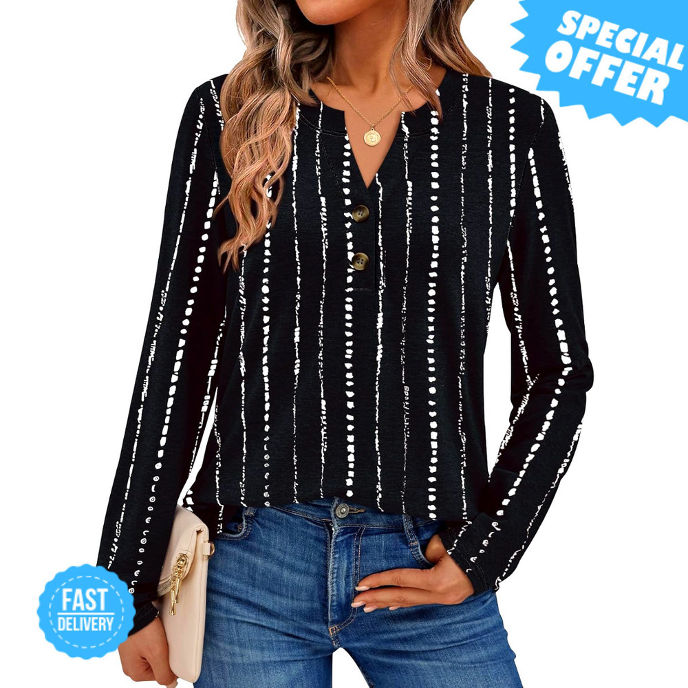 BRAND NEW AUTOMET Long Sleeve Henley Blouse Casual Work Top